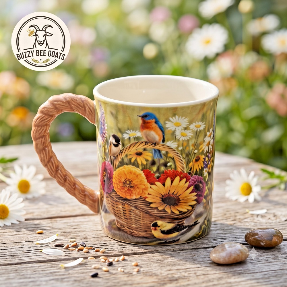 Wild Wings Summer Bouquet Ceramic Sculpted Mug Rosemary Millette 16oz Floral